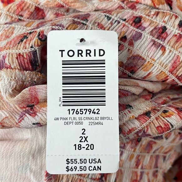 BABYDOLL CRINKLE GAUZE SMOCKED BACK PUFF SLEEVE TOP - Picture 6 of 6